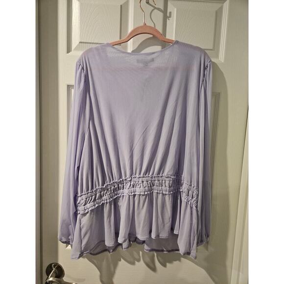INC International Concepts Plus Size Mesh Peplum Top Light Amethyst 3X NWT - Picture 8 of 8